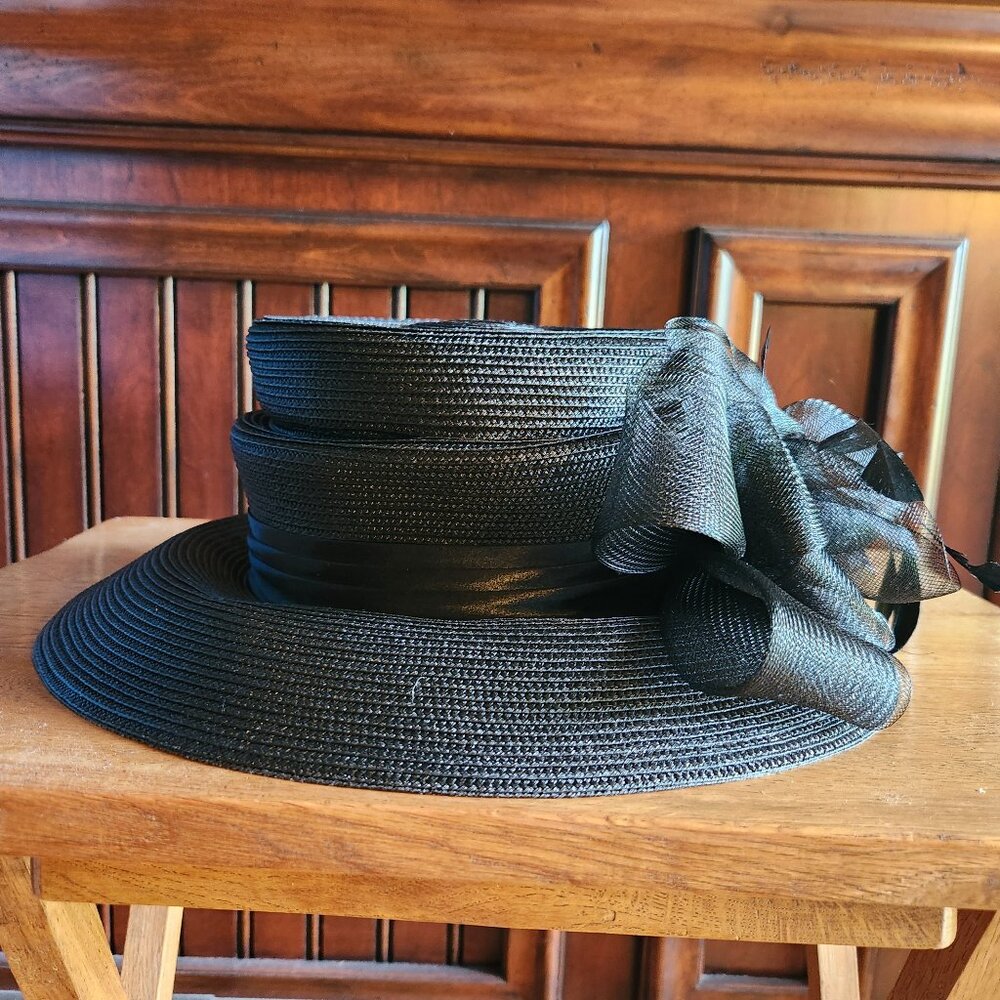Mr. Hi's Classic Black Glam Bow Feathers Hat